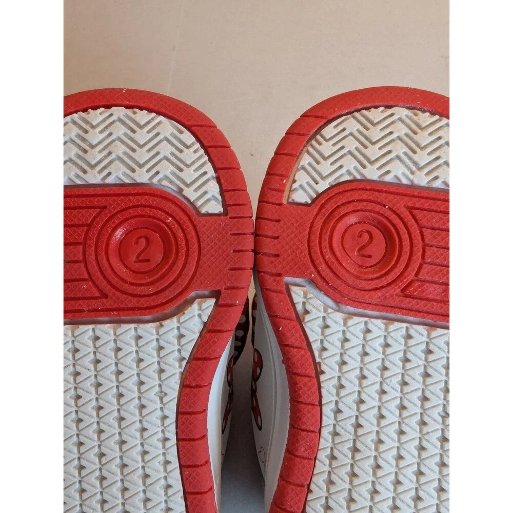 Minnie Mouse Disney Shoes Size 2 Toddler Canvas White And Red Bow Sparkles
